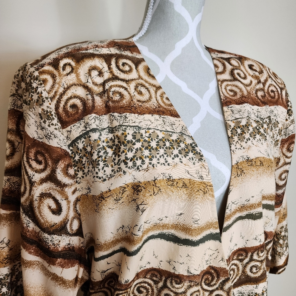 70s Retro Boho Southwestern Shirt Size XL Brown Neutral Festival Hipster